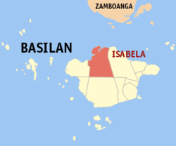 Map of Zamboanga Peninsula with Isabela highlighted
