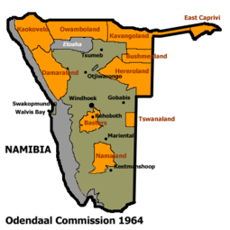 The Odendaal Plan for dividing Namibia into bantustans