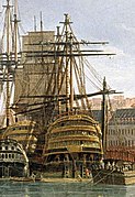 Républicain, details of Vue du port de Brest by Jean-François Hue