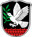 Friedensdorf (fehlerhafte SVG mit falscher Taube und falschen Farben), Original hier und hier Richtige Taube (Punkt Heimat- und Verschönerungsverein) und Richtige Taube
