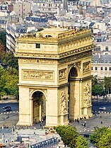 The Arc de Triomphe seen from the Eiffel Tower, 2008.