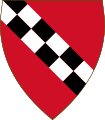 Coat of arms attributed to Robert Guiscard by Jean Boisseau: this version of the coat of arms, which is very similar to the one described by Favyn, has, however, black in the bend chequy instead of blue