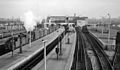 Banbury Station View SE, towards Oxford and London. This is the main (General) station, on the former GWR Paddington to Birmingham line, so decrepit and a bottleneck it was rebuilt very soon after Nationalisation. Date 24 March 1961(1961-03-24).