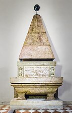 Renaissance monument to Lavinia Thiene, with an Egyptian-inspired pyramid on it, Vicenza Cathedral, Vicenza, Italy, by Giulio Romano, 1544