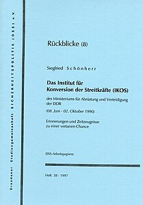 DSS-Arbeitspapiere, Institut für Konversion, H. 38, 1997, Umschlag.