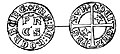 Denier of Philip 1478-1482: Ph[ilippu]s Hoahberg Pr As - Dei Gra[tia] Pr[incep]s Aur[ena] (= Orange).