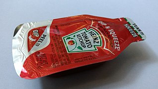 A Dip & Squeeze ketchup container