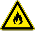 Warnung vor feuergefährlichen Stoffen oder hoher Temperatur