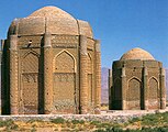 The Kharāghān twin towers, are mausoleums built in 1053 CE, Qazvin Province