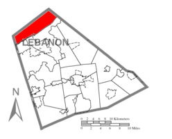 Map of Lebanon County, Pennsylvania highlighting Cold Spring Township