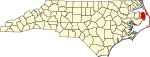 State map highlighting Dare County