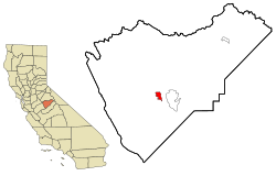 Location in Mariposa County and the state of California