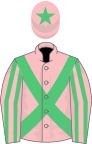 Pink, Emerald Green cross belts, Pink and Emerald Green striped sleeves, Pink cap, Emerald Green star