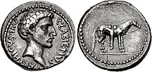 Obverse and reverse sides of a coin of Quintus Labienus