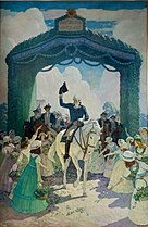 Reception to Washington on April 21, 1789, at Trenton on his way to New York to Assume the Duties of the Presidency of the United States, by N. C. Wyeth, 1930