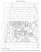 Senkamanisken slaying enemies in front of God Amun, at Jebel Barkal (pylon of building B 700, west of the main temple).[5]