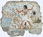 Nebamun Hunting in the Marshes; c. 1380 BC; paint on plaster; 98 × 83 cm; British Museum (London)[20]