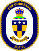 The ship's crest of USS Coronado (AGF-11)