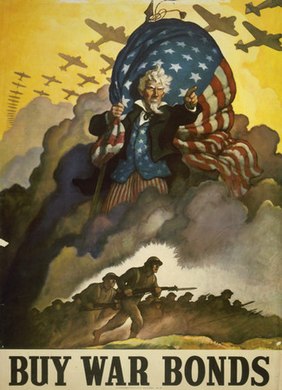 Fighting Uncle Sam, 1942—The first poster, distributed by the program to all junior and senior high schools in the country