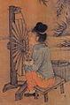 A working woman who is wearing trousers, Song dynasty painting.