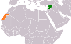 Map indicating locations of Syria and SADR
