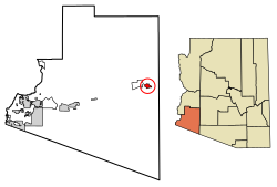 Location of Aztec in Yuma County, Arizona.