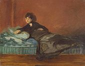 Berthe Morisot on a divan couch, 1872, by Édouard Manet