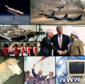 Image 52From top left, clockwise: The Hubble Space Telescope orbits the Earth after it was launched in 1990; American jets fly over burning oil fields in the 1991 Gulf War; the Oslo Accords on 13 September 1993; the World Wide Web gains massive popularity worldwide; Boris Yeltsin greets crowds after the failed August Coup, which leads to the dissolution of the Soviet Union on 26 December 1991; Dolly the sheep is the first mammal to be cloned from an adult somatic cell; the funeral procession of Diana, Princess of Wales, who died in a 1997 car crash, and was mourned by millions; hundreds of thousands of Tutsi people are killed in the Rwandan genocide of 1994 (from 1990s)