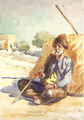 A Peasant from the Bekaa. Watercolor paint by Moustafa Farroukh, 1937
