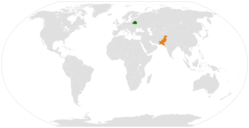 Map indicating locations of Pakistan and Belarus
