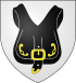 Arms of Keysersberg: On a white field, a black purse with a gold buckle