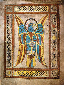 Page from the Book of Dimma with simple Insular interlace borders, 8th century, illuminated manuscript, Library of Trinity College Dublin, Dublin, Ireland