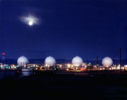 Radomes protecting satellite dishes and other space operations equipment at Buckley Space Force Base