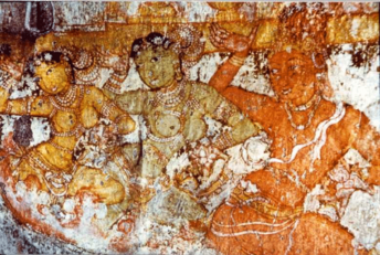 Chola Fresco of Dancing girls. Brihadisvara Temple c. 1100