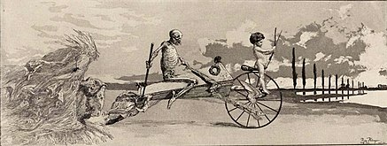 Cupid, Death, and the Beyond, from the series Intermezzi, Opus IV, no. 12 (1881), etching and aquatint, 15.7 × 40.7 cm, Philadelphia Museum of Art