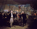 Admiral de Winter kapituliert 1797 in der Schlacht bei Camperduin und übergibt seinen Säbel den Briten