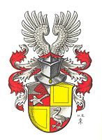 Coat of arms of the Gossler family, as used from 1832. The goose foot was adopted as the Gossler arms by Johann Hinrich Gossler in 1773
