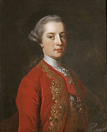 An adolescent boy in a gilded red courtly robe, his hair gray.
