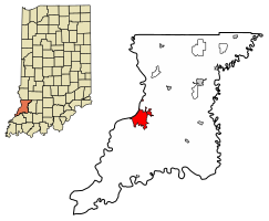 Location of Vincennes in Knox County, Indiana