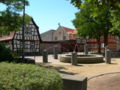 Fountain and more half-timbered houses
