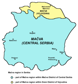 Map of the Mačva region