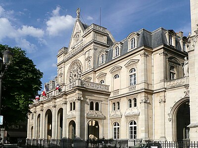 City hall of the 1st arrondissement, in neo-gothic style, by Jacques Ignace Hittorff (1855–60)