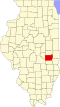 State map highlighting Coles County