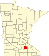 State map highlighting Rice County