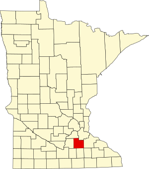 Map of Minnesota highlighting Rice County