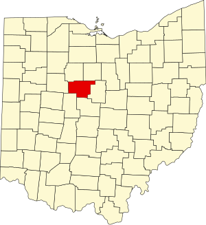 Map of Ohio highlighting Marion County