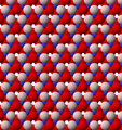 View of octahedral sheet of muscovite. The binding sites for apical oxygen are shown as white spheres.
