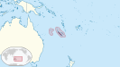 Lage Neukaledoniens, östlich von Australien