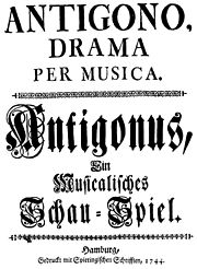 Paolo Scalabrini – Antigono – Titelseite des Librettos – Hamburg 1744
