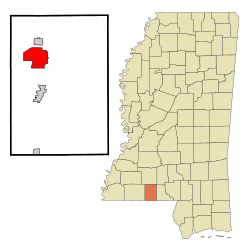 Location of McComb Mississippi